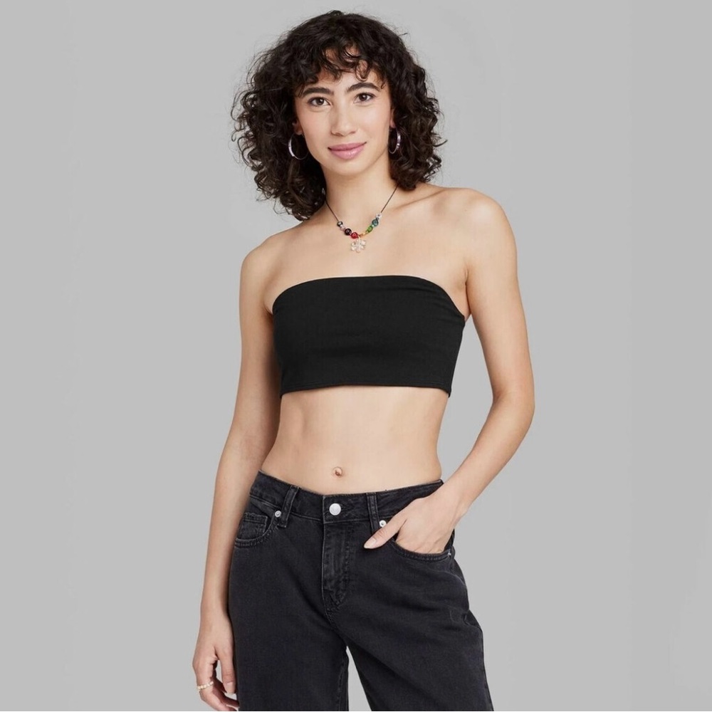 Wild Fable Women’s Tube Top Strapless Going Out Crop Top Lightweight Black XL